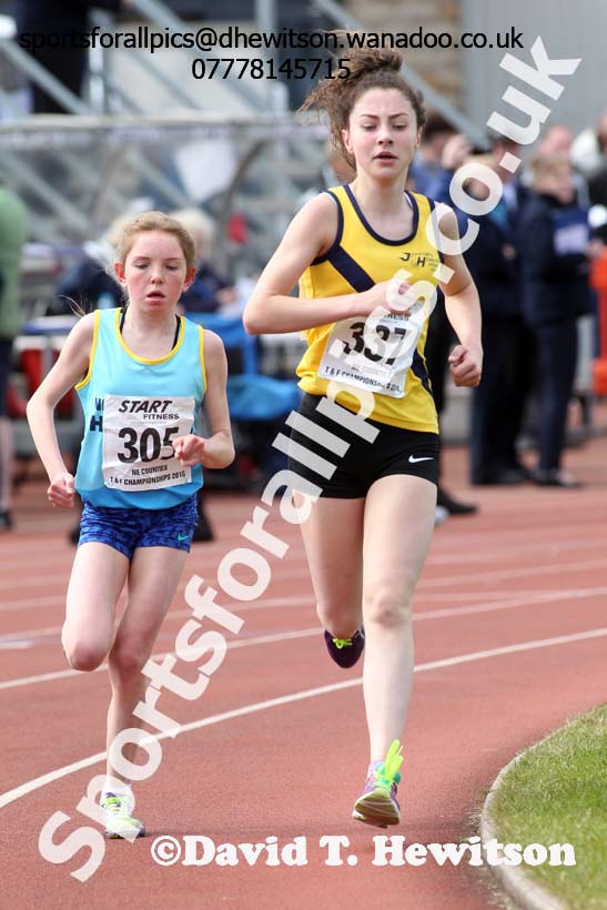 Girls under-15s 3000 metres, North Eastern Track and Field Champs, Gateshead Stadium. Photo: David T. Hewitson/Sports for All Pics